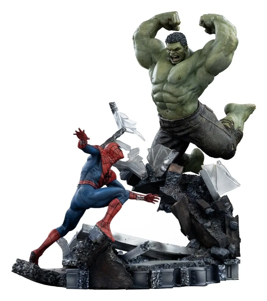 Marvel Comics Art Scale Statue Spider-Man vs Hulk van Iron Studios – productfoto