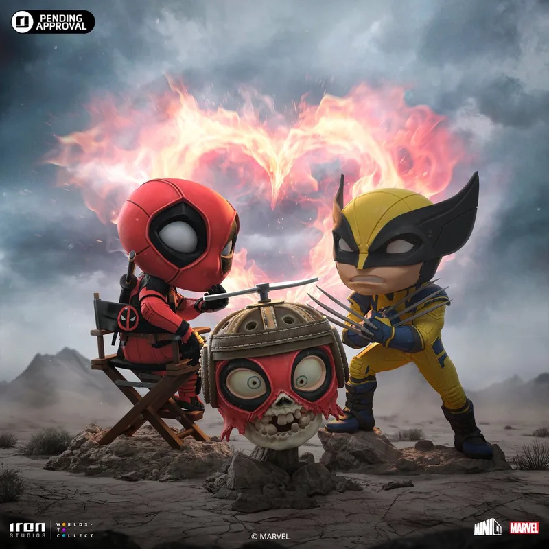 MiniCo - Deadpool & Wolverine - Deadpool, Wolverine and Headpool Statue 14cm van Iron Studios in Meerkleurig – productfoto