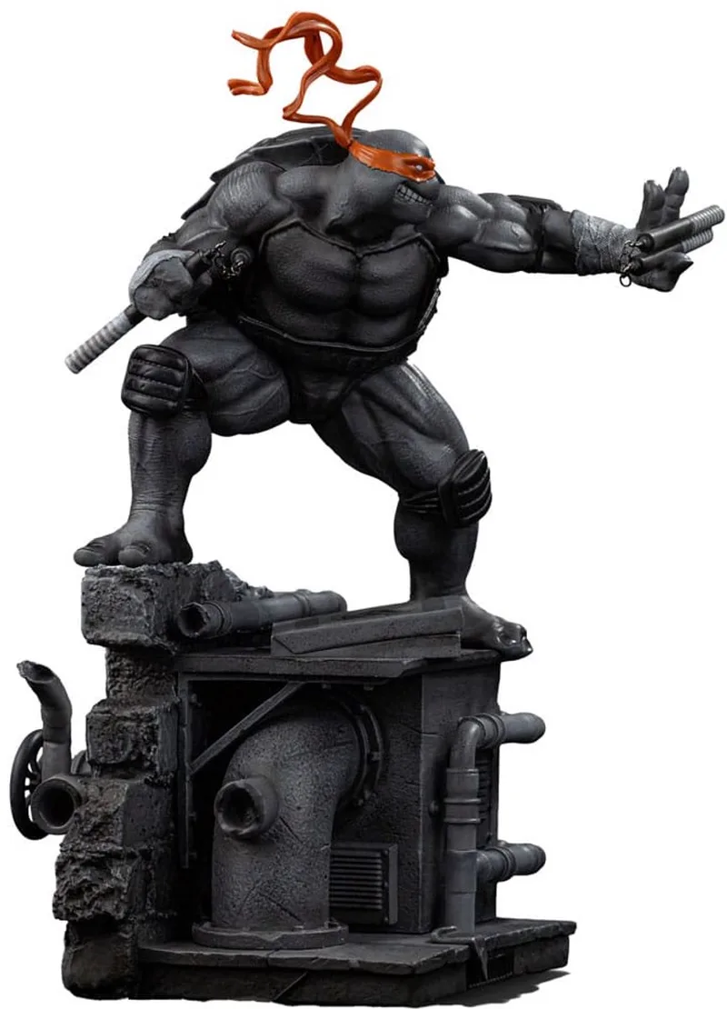 Teenage Mutant Ninja Turtles Art Scale Statue 1/10 Michelangelo Black and White Variant 26 cm heo exclusive Beeld van Iron Studios in Meerkleurig – productfoto