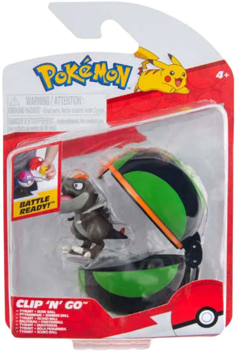Pokémon actiefiguur Clip 'N' Go Tyrunt Dusk Ball 2-in-1 set. van Jazwares in Meerkleurig – productfoto