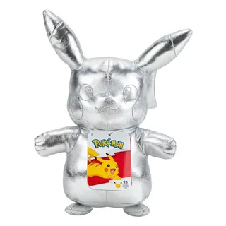 Pokémon Pluche knuffel 25th Anniversary Silver Version Pikachu 30 cm Zilverkleurig van Jazwares in Zilver – productfoto 2 van 3