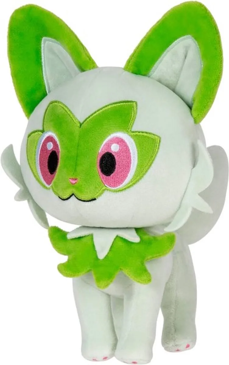 Pokémon - Pluche - Spirigatito - 20 cm van Jazwares in Lichtgroen, Roze – productfoto
