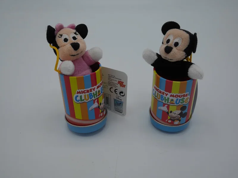 Mickey en Minnie Mouse in leuk mini blikje. 7 cm groot van Joy Toy in Meerkleurig – productfoto