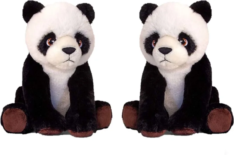 2x stuks pluche knuffel Panda beren van 25 cm - Dieren knuffelbeesten voor kinderen of decoratie från Keel Toys i Flerfärgad – produktbild