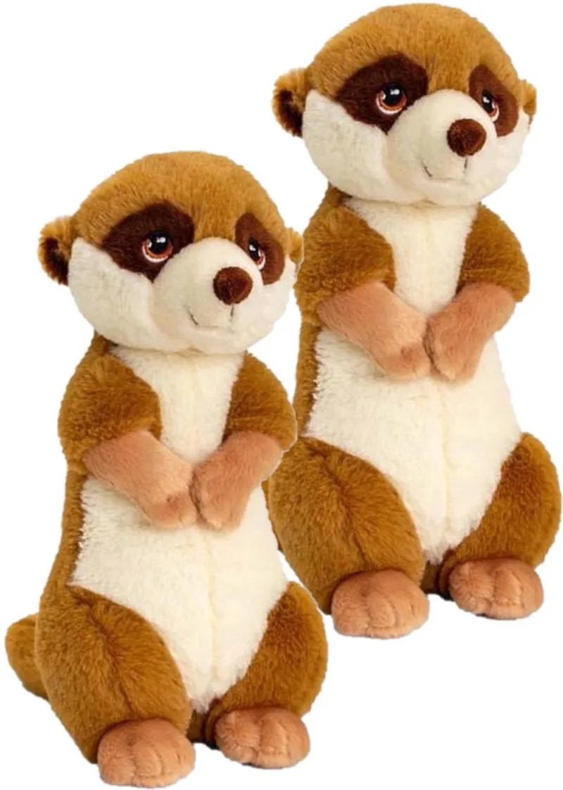 2x stuks pluche knuffel Stokstaartjes van 30 cm - Dieren knuffelbeesten voor kinderen of decoratie från Keel Toys i Flerfärgad – produktbild