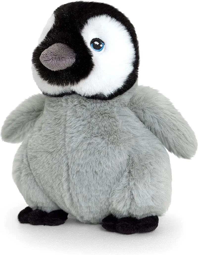 Baby Pinguin knuffel - 18 cm. - Keel Eco Pinguin knuffeldier - 100% gerecycled från Keel Toys i Grå – produktbild