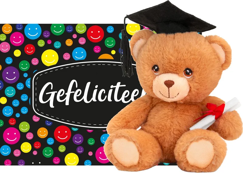 Gefeliciteerd wenskaart A5-size - met Geslaagd thema knuffelbeer - van 14 cm by Keel Toys in Multicolour – product photo
