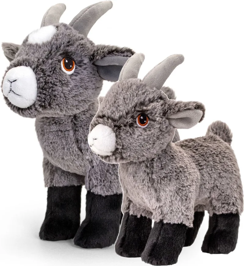 Geiten setje - 2x stuks - pluche - knuffel dier - 20 en 25 cm - Geiten van de boerderij by Keel Toys in Multicolour – product photo