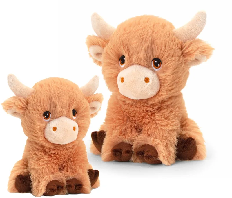 Keel Toys 2x koeien knuffels - pluche Schotse Hooglander koeien knuffeldieren - lopend - 18 en 25 cm de Keel Toys en Marron – photo produit