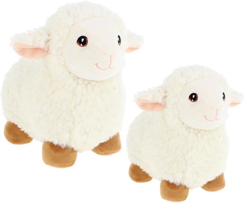 Keel Toys 2x schapen knuffels - pluche schaap/lammetje knuffeldier - lopend - 18 en 25 cm by Keel Toys in White – product photo