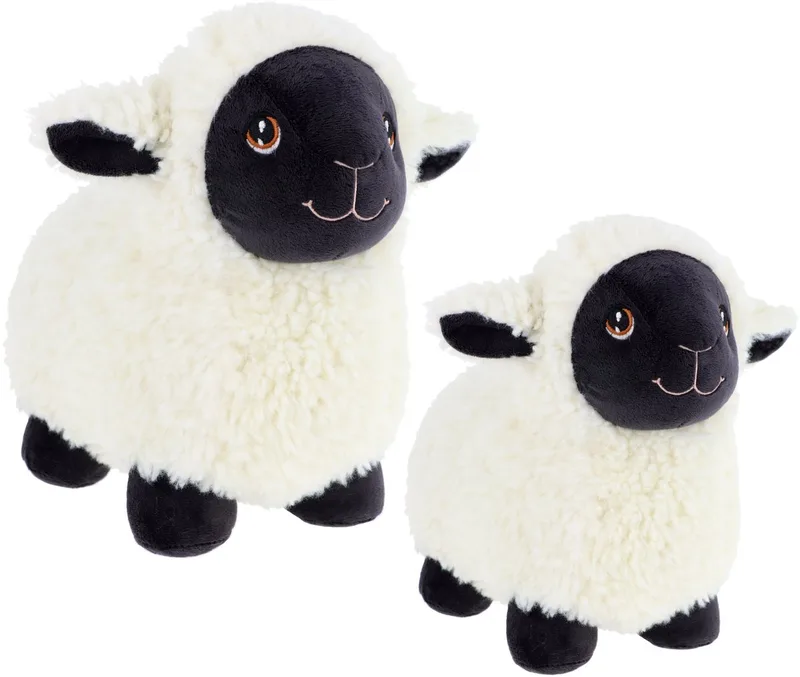 Keel Toys 2x schapen knuffels - pluche schaap/lammetje knuffeldier - wit/zwart - lopend - 18 en 25 cm by Keel Toys in Black – product photo