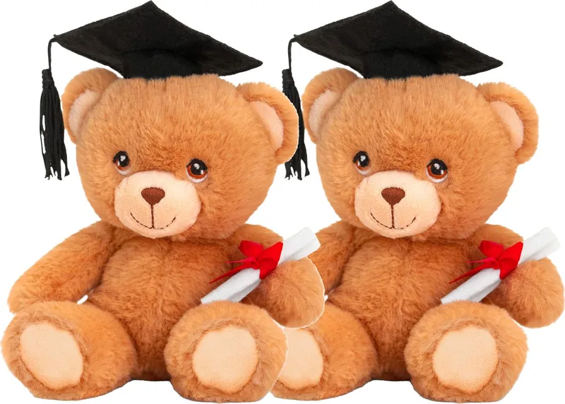 Keeleco - Pluche knuffel beer - 2x- geslaagd - diploma - bruin - 15 cm by Keel Toys in Multicolour – product photo