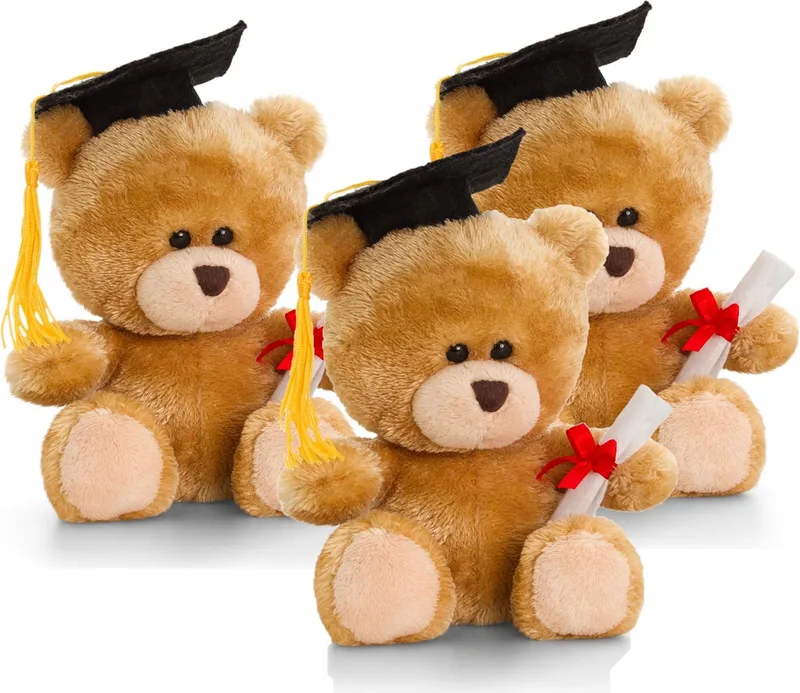 Keeleco - Pluche knuffel beer - 3x- geslaagd - diploma - bruin - 15 cm by Keel Toys in Multicolour – product photo