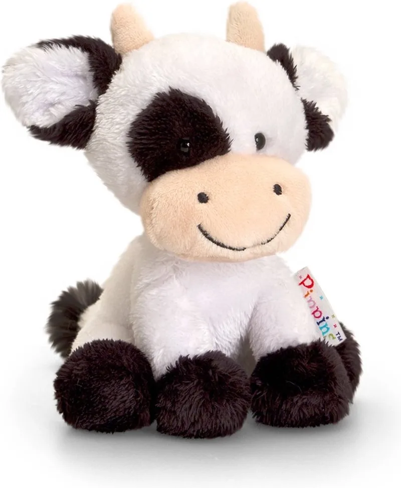 Knuffel Koe -14 cm - Dieren knuffel van Keel Toys in Wit – productfoto