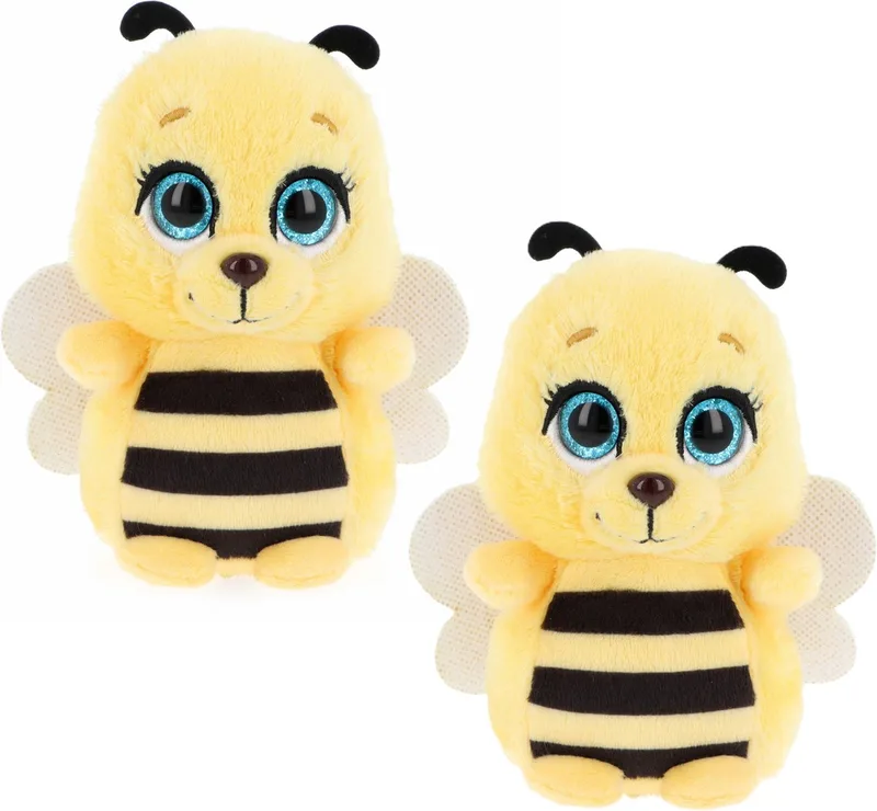 Knuffeldier kleine honingbij - 2x - zachte pluche stof - premium kwaliteit knuffels - geel/zwart - 14 cm - insecten by Keel Toys in Yellow – product photo