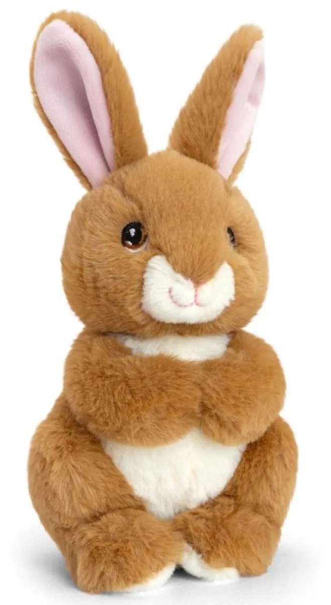 Konijn - 19 cm - Dieren knuffelbeesten fra Keel Toys i Brun, Hvid – produktbillede