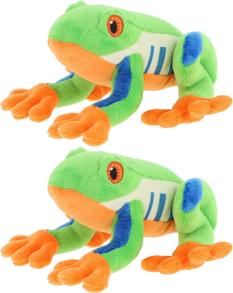 pluche Boomkikker knuffeldier - 2x - kleuren - zittend - 15 cm - Luxe Eco kwaliteit knuffels från Keel Toys i Flerfärgad – produktbild