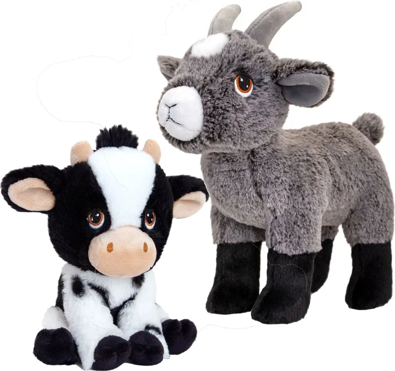 Pluche knuffel boerderijdieren voordeelset koe en geit van 19 cm från Keel Toys i Flerfärgad – produktbild