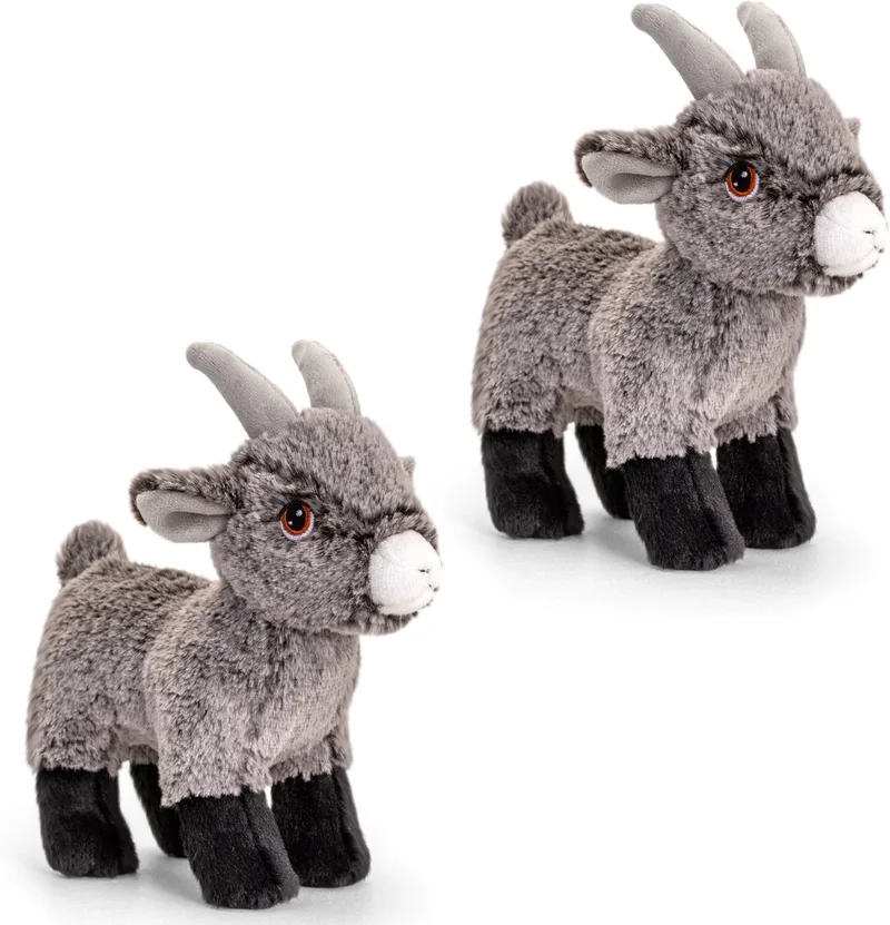 Pluche knuffel dier - 2x - geitje - grijs - 20 cm - Knuffelbeesten - Boerderij dieren by Keel Toys in Multicolour – product photo
