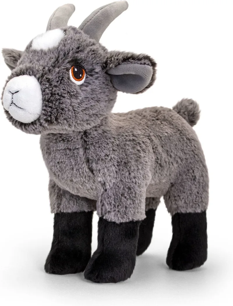 Pluche knuffel dier - geitje - grijs - 25 cm - Knuffelbeesten - Boerderij dieren från Keel Toys i Flerfärgad – produktbild