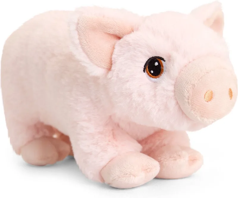 Pluche knuffel dier - varken / biggetje - 18 cm - Knuffelbeesten - Boerderij dieren - speelgoed by Keel Toys in Pink – product photo