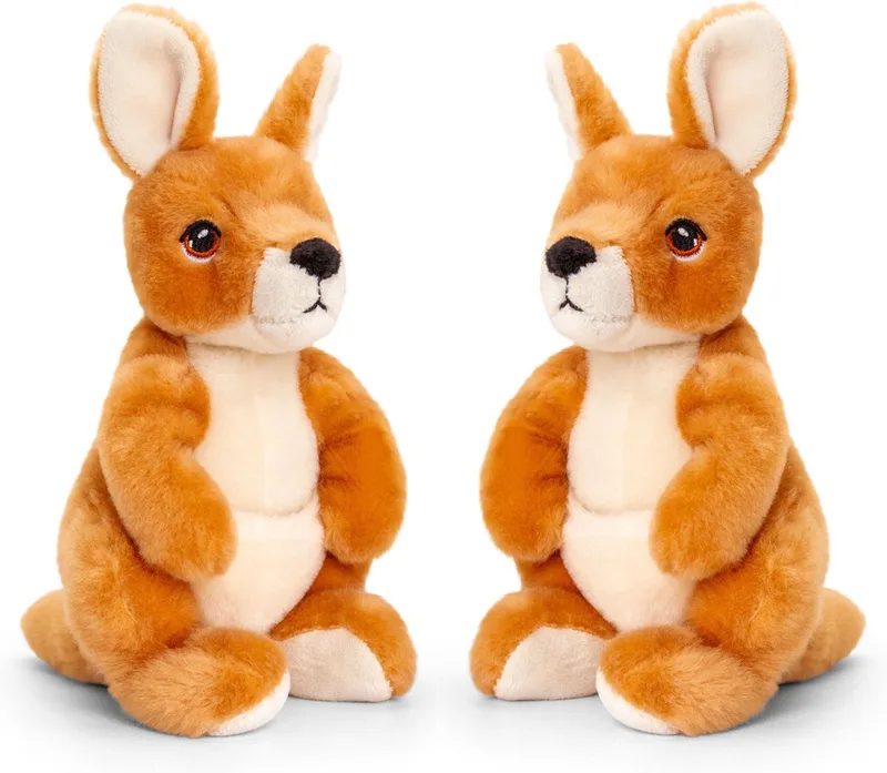 Pluche knuffel dier wallaby kangoeroe - 2x - bruin - 20 cm - Knuffelbeesten speelgoed by Keel Toys in Multicolour – product photo