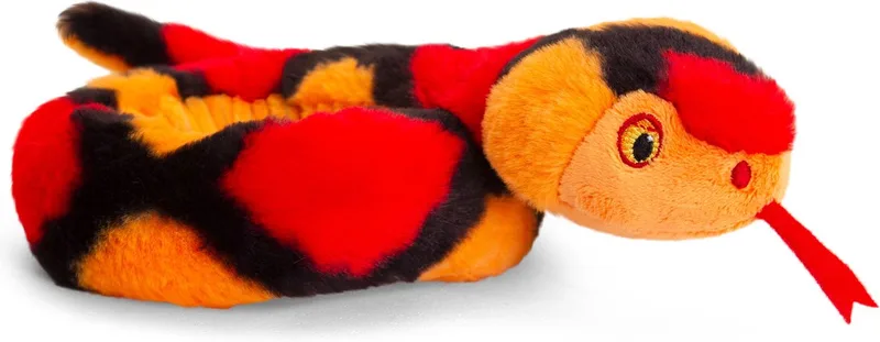 Pluche knuffel dieren kleine opgerolde slang 65 cm - Knuffelbeesten reptietel speelgoed från Keel Toys i Röd – produktbild
