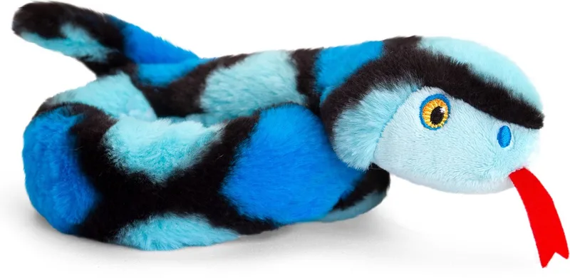 Pluche knuffel dieren kleine opgerolde slang 65 cm - Knuffelbeesten reptietel speelgoed från Keel Toys i Blå – produktbild