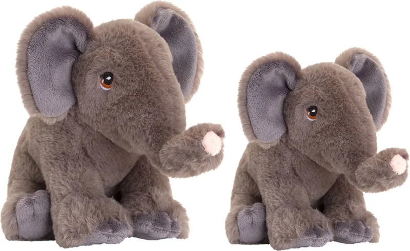 Pluche knuffel dieren set 2x olifanten 18 en 25 cm by Keel Toys in Multicolour – product photo