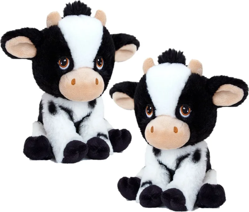 pluche knuffel Koe - 2x stuks - zwart/wit - 18 cm - knuffeldieren van de boerderij by Keel Toys in Multicolour – product photo