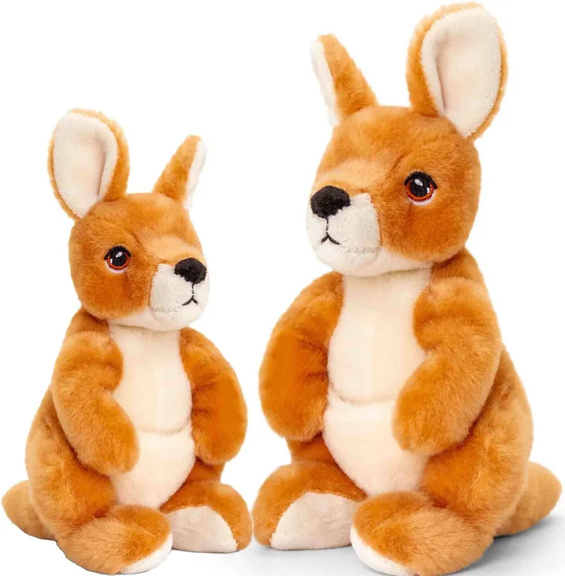 Pluche knuffels kangoeroe familie - 2x stuks - 20 en 27 cm de Keel Toys en Multicolore – photo produit
