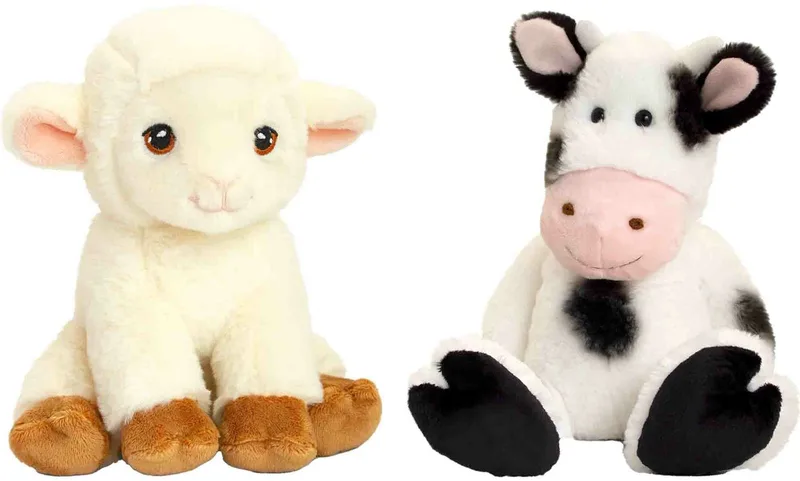 Pluche knuffels koe en lammetje/schaap vriendjes 25 cm by Keel Toys in Multicolour – product photo