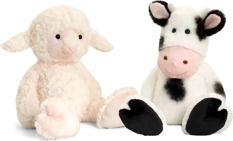 Pluche knuffels koe en lammetje/schaap vriendjes 25 cm de Keel Toys en Multicolore – photo produit