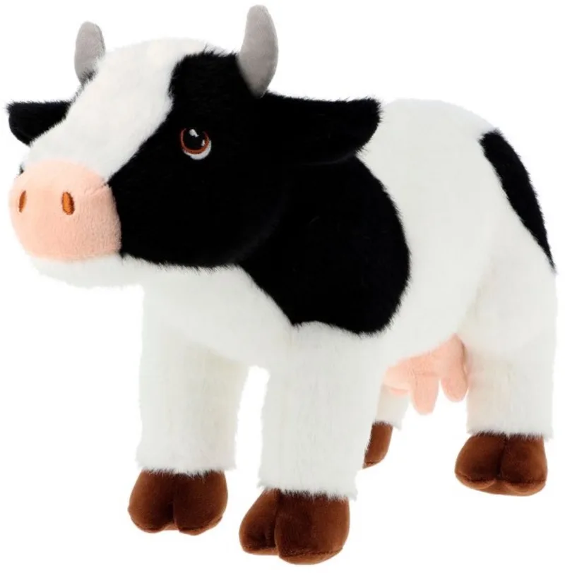 pluche Koe - knuffeldier - wit - staand - 30 cm - knuffel koe - Eco collectie van Keel Toys in Zwart – productfoto
