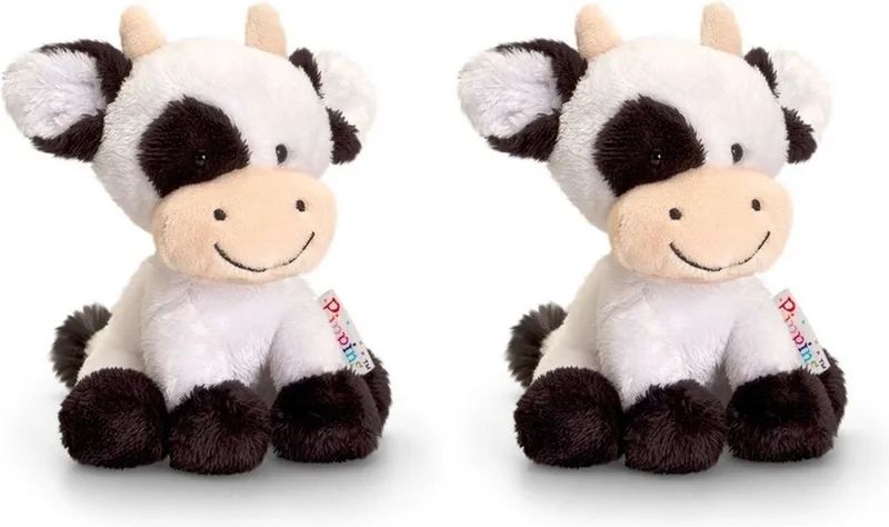 Pluche koe/koeien knuffels zusjes Berta en Clara 14 cm - Koe boerderijdieren knuffeldieren - Speelgoed voor kind von Keel Toys in Weiß – Produktfoto
