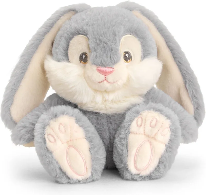 pluche Konijn/haas knuffeldier - grijsblauw - zittend - 15 cm - Luxe Eco kwaliteit knuffels från Keel Toys i Grå – produktbild