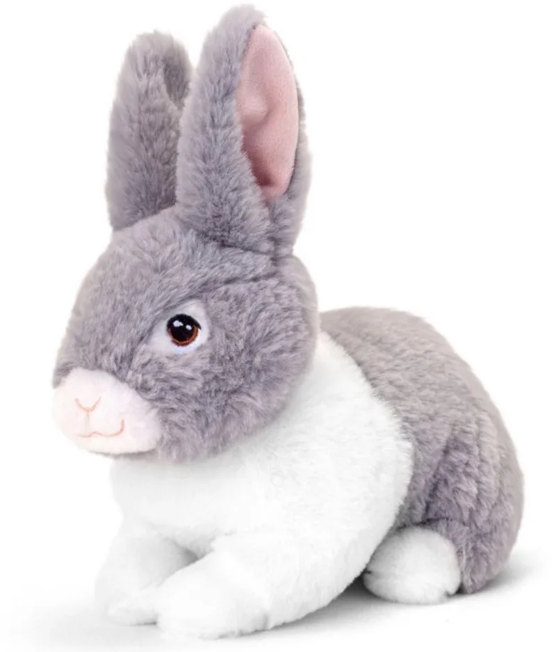 pluche Konijn - knuffeldier - zittend - 18 cm - knuffel Konijn från Keel Toys i Grå – produktbild