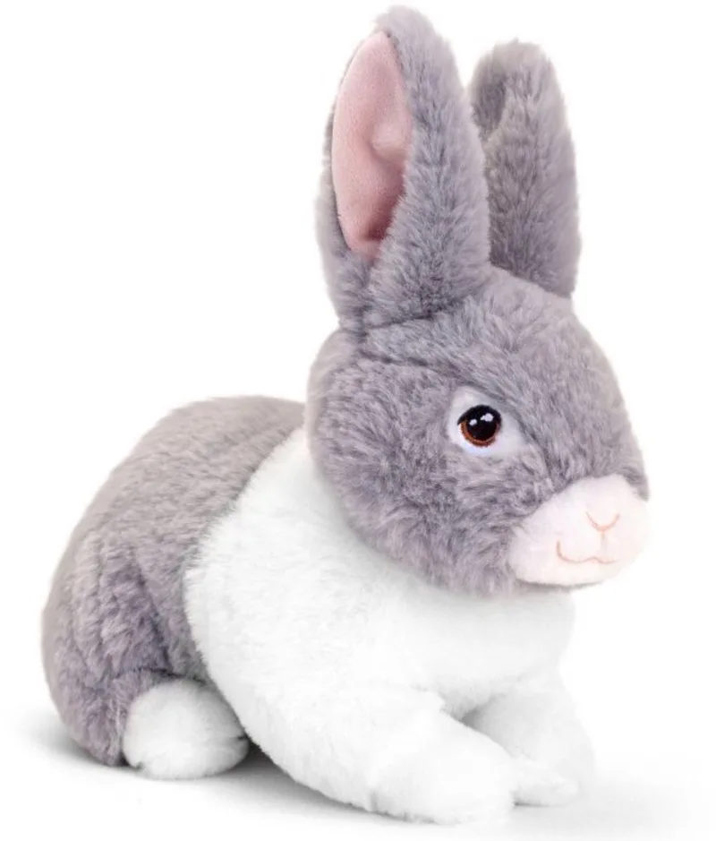 pluche Konijn - knuffeldier - zittend - 25 cm - knuffel Konijn från Keel Toys i Grå – produktbild