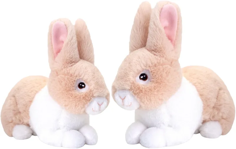 Pluche konijnen familie - moeder en kind - 25 / 18 cm - zittend - eco collectie från Keel Toys i Beige – produktbild