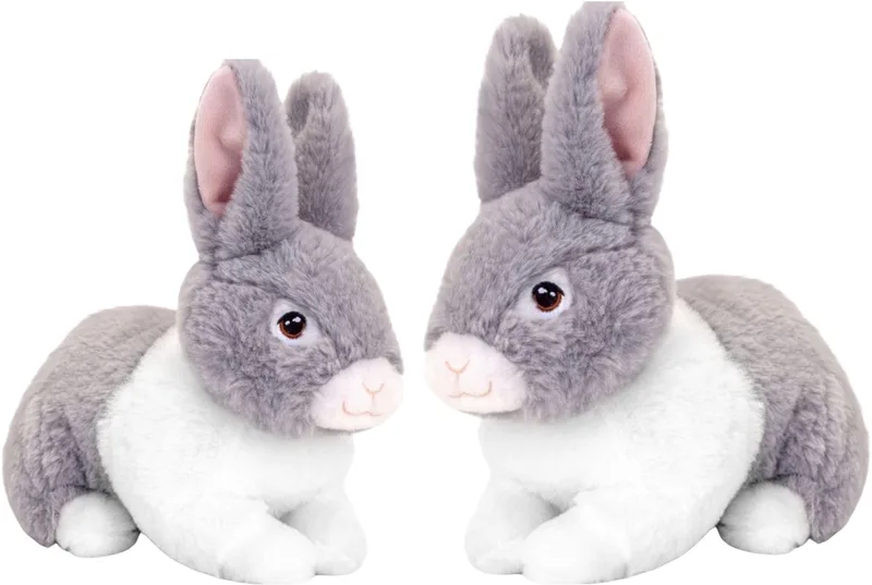 Pluche konijnen familie - moeder en kind - 25 / 18 cm - zittend - eco collectie från Keel Toys i Grå – produktbild