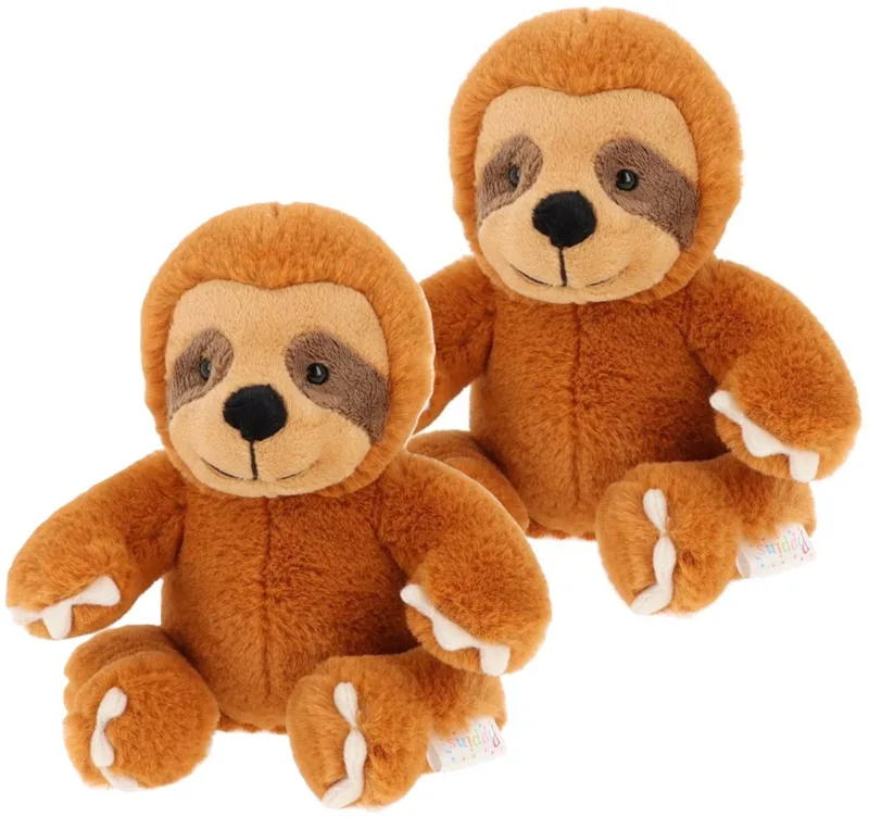 pluche luiaard knuffel - 2x - 14 cm - Bosdieren Jungle - speelgoed knuffels - klein formaat - cadeau by Keel Toys in Brown – product photo