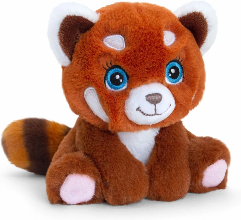 pluche rode Panda knuffeldier - rood/wit - zittend - 16 cm - Luxe kwaliteit knuffels van Keel Toys in Rood – productfoto