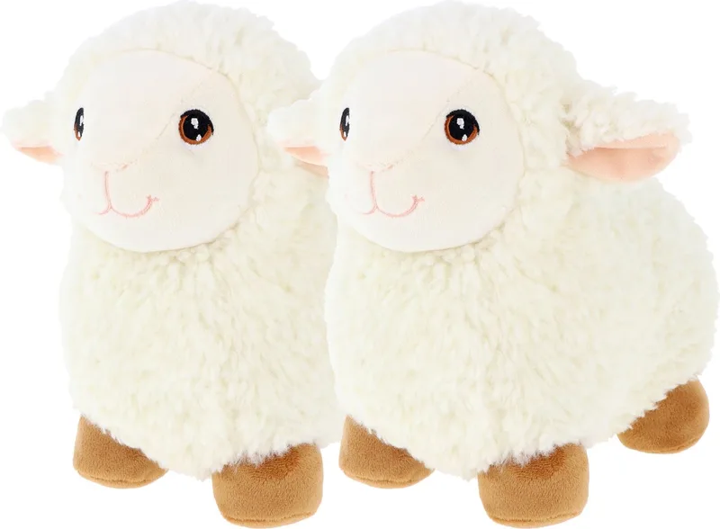 pluche schaap/lammetje knuffeldier - 2x - lopend - 18 cm - Luxe Eco kwaliteit knuffels by Keel Toys in White – product photo