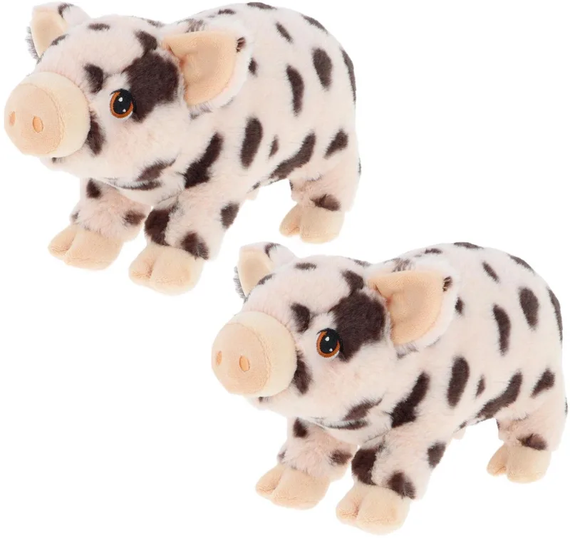 pluche varken/biggetje knuffeldier - 2x - roze gevlekt - lopend - 28 cm - Luxe Eco kwaliteit knuffels by Keel Toys in Multicolour – product photo