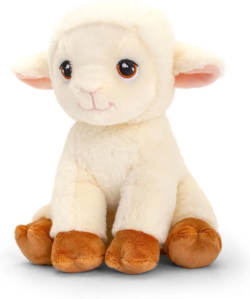 Schaap knuffel - 25 cm - pluche - boerderij dieren - koeienknuffel - knuffeldier - knuffelkoe van Keel Toys in Wit – productfoto