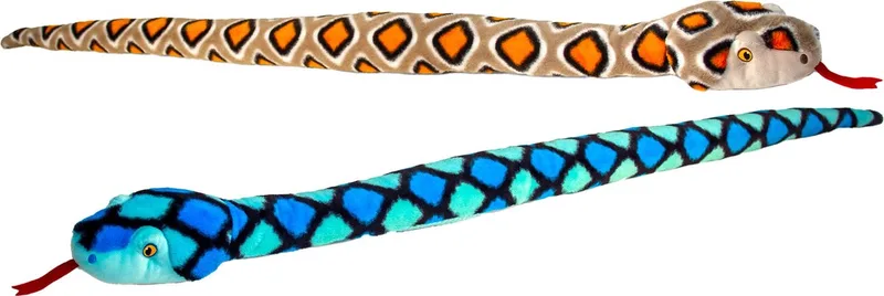 Slangen - 2 stuks - pluche - bruin-blauw - knuffel dier - 100 cm de Keel Toys en Multicolore – photo produit