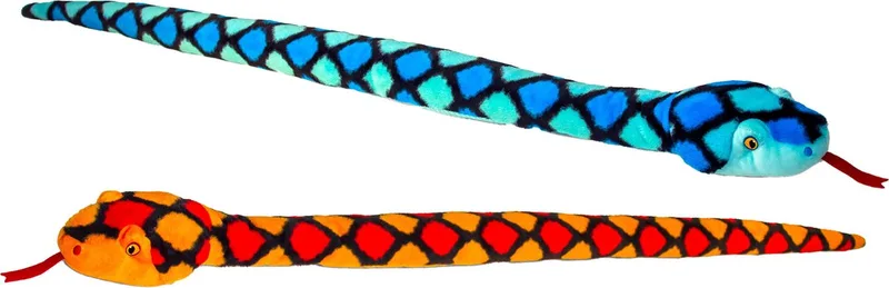 Slangen - 2 stuks - pluche - rood-blauw - knuffel dier - 100 cm de Keel Toys en Multicolore – photo produit
