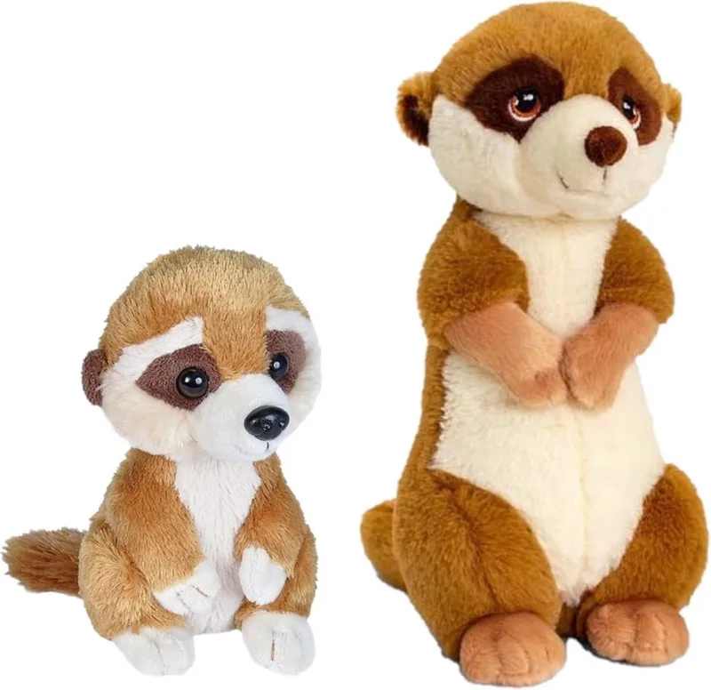 Stokstaartjes familie knuffels set van 2x stuks - 1x stuks maat 18 cm en 1x stuks maat 30 cm by Keel Toys in Multicolour – product photo