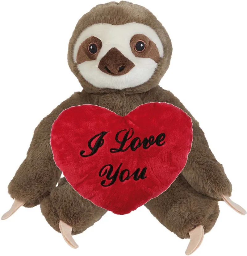 Valentijn - Knuffel Luiaard - 23 cm - met rood Love you hartje - 10 cm by Keel Toys in Brown – product photo