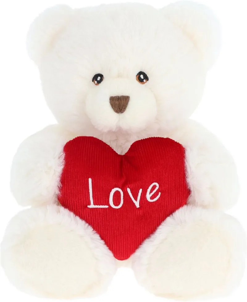 witte teddybeer met hartje - 20 cm - Dieren knuffelbeesten van Keel Toys in Meerkleurig – productfoto